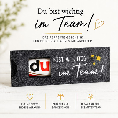 Mitarbeiter Geschenk Danke Kollegen Du bist wichtig im Team Filz Hülle Schoko