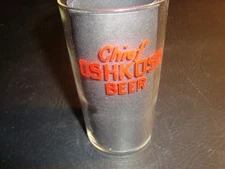 Vintage Chief Oshkosh Enameled Shell Glass, Wisconsin