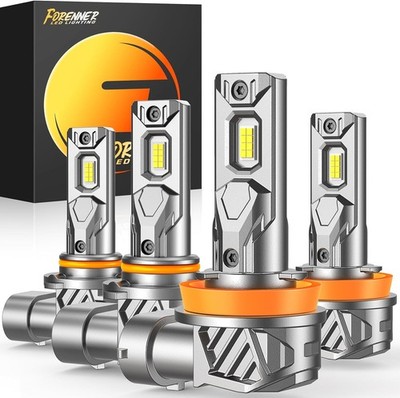 FORENNER H11 9005 Light Bulbs Combo, 800% Ultra Brightness 6500K Cool White, H11
