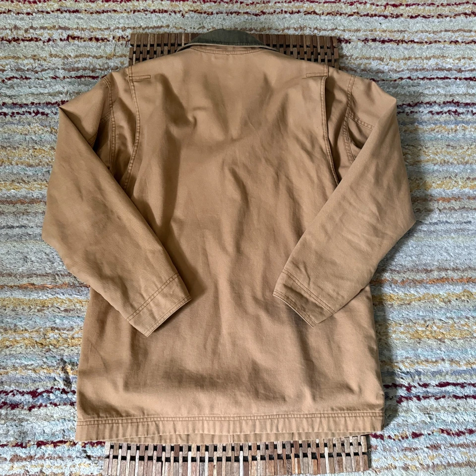 L.L. Bean Flannel Lined Canvas Barn Ranch Chore Jacket Coat Tan Men's Medium M - Image 2 of 3