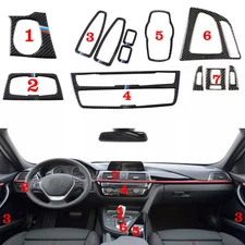 11PCS Real Carbon Fiber Interior Trim Decor Cover For BMW 3 4 Series F30 F34 AO