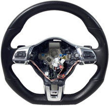 2014 Volkswagen Tiguan Flat Bottom Leather Steering Wheel W Controls Paddles