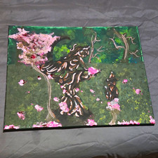 Elliot "The fairy on the moon" Signed OOAK Original Unframed Canvas Painting