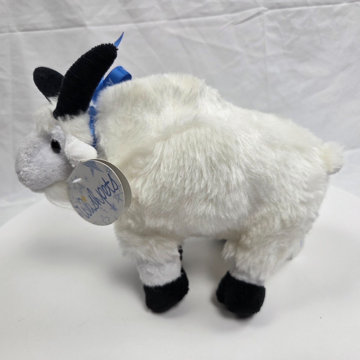 Wishpets Mikos Mountain Goat Plush 2006 White Black Horns Stuffed