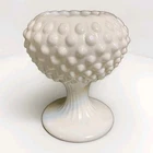 Fenton Hobnail Milk Glass Pedestal Bowl White Vintage Decor
