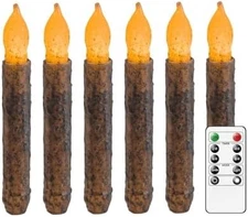 6.5'' Real Wax Primitive Taper Candle with Timer