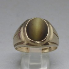 VINTAGE GENTLEMANS GOOD TIGERS EYE HEAVY SOLID 375 9CT GOLD SIGNET RING 6g UK R