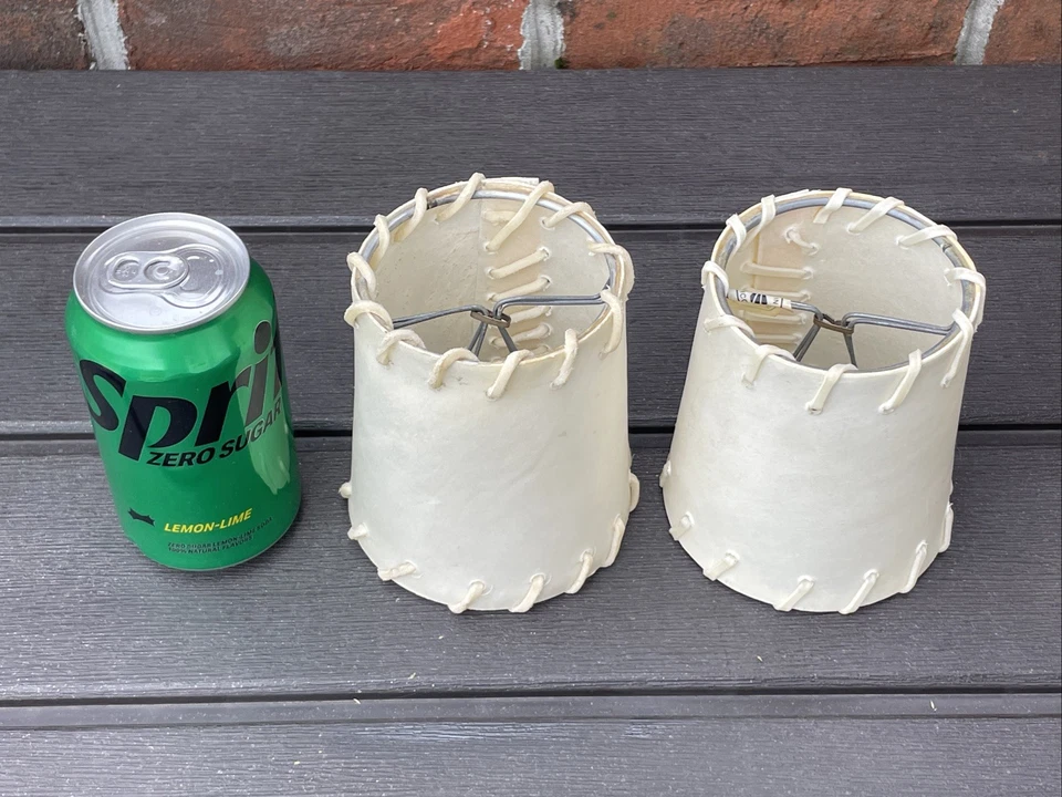 Antigo Conjunto de Couro Cru 2 Clip-on Candelabro Abajur Sombra MCM Rustic Ranch Lodge Sudoeste - Imagem 4 de 4