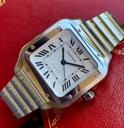 Cartier Santos Medium WSSA0029 Automatic Stainless Steel Wristwatch Box & Papers