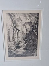 Leslie Cope “Sunshine & Shadow” Landscape Scene Etching Print Signed 1939 Framed