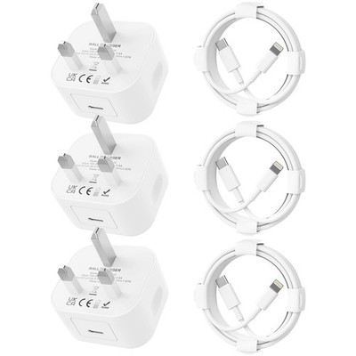 iPhone Ladegerät Fast Charge 3er Pack [MFi Zertifiziert] 20W USB C Stecker mit 6FT