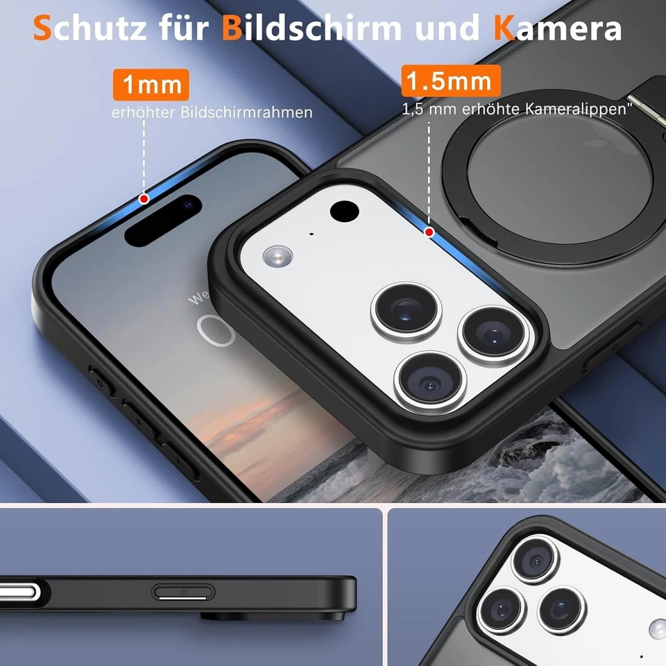 Unsichtbarer Ständer Hülle für iPhone 17 Pro Max Air Magnetischer + 9H Hartglas - Bild 4 von 4