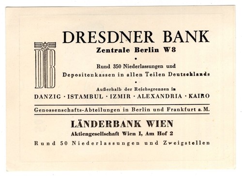 DR-3.Reich 686/89 On Advertising Sheet DRESDNER BANK (80926