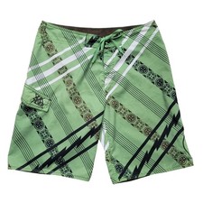 Quiksilver Mens Board Shorts Green Geometric Trunks 34