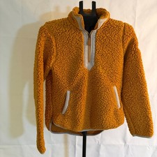 Simply Southern Womens Medium Mustard Fuzzy Sherpa Zip Pullover