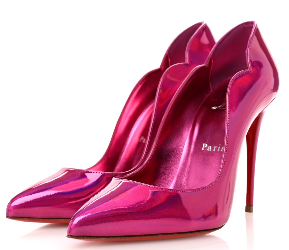 $895 CHRISTIAN LOUBOUTIN Hot Chick Patent Psychic Pink Pumps (36