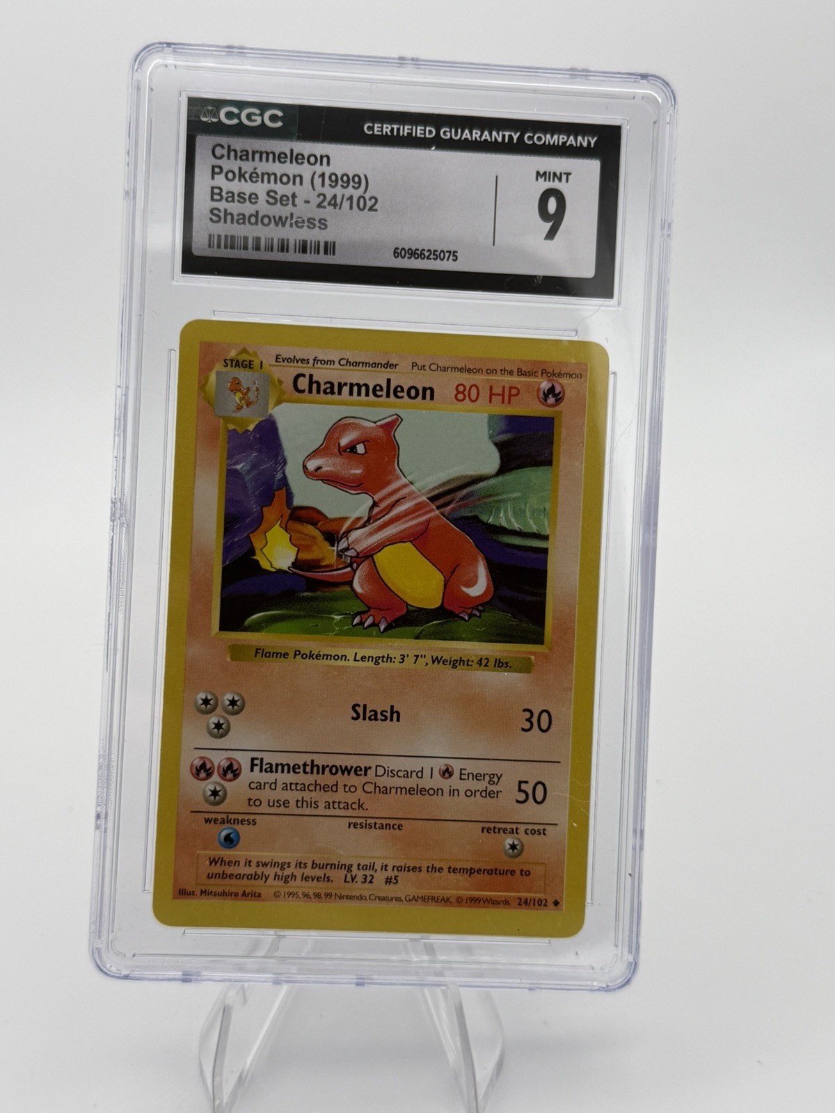 1999 Pokémon Base Set Charmeleon Shadowless #24/102 CGC 9 Mint – Vintage