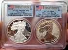 SET 2012-S American Silver Eagle PROOF & REVERSE Proof both Graded PCGS PF69