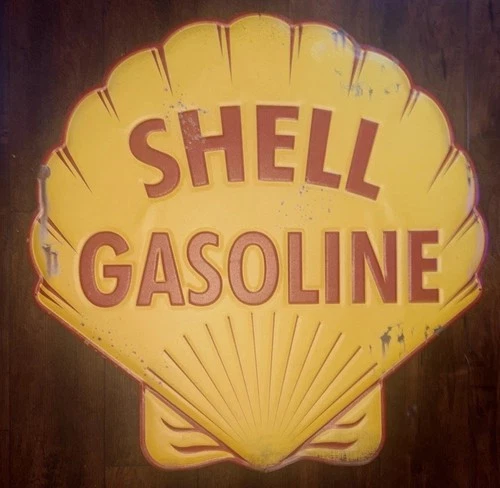 Shell Gasoline Metal Sign Garage Shop Parts Tools Vintage Style Wall Decor 35”