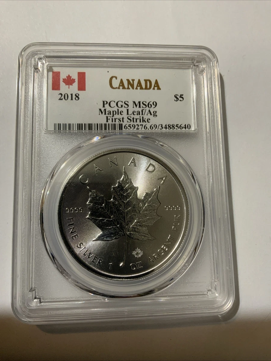 Canadian Maple Leaf MS 69 PCGS Certified Silver Bullion Coins for
