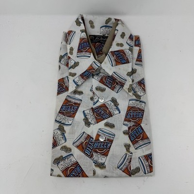 VTG Sir Walter Permanent Press Billy s Beer Button Up Shirt Old Stock Large USA
