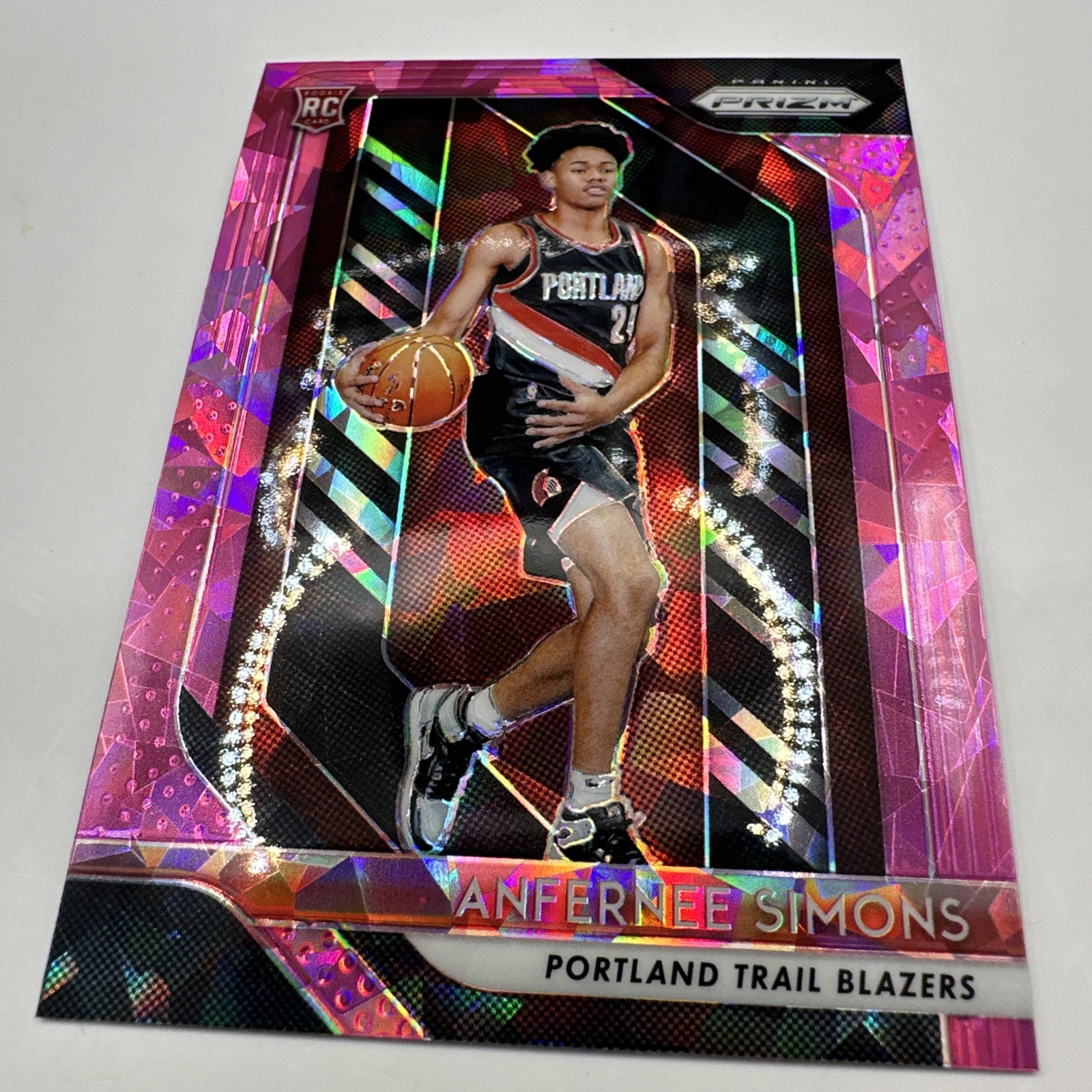 2018-19 Prizm Pink Cracked Ice Anfernee Simons Rookie Card #61 Boston Celtics