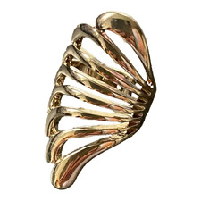 Gold Tone Spiral Cocktail Ring VTG 80s Sz N Sculptural Beverly Goldberg Retro