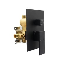 Matte Black Concealed 3 Way Outlet Function Shower Diverter Valve Brass Flow ...