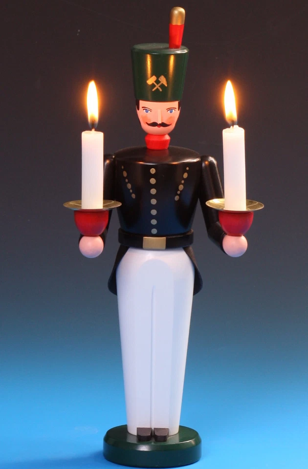 Lichterbergmann 29 cm colorato Schalling Bergmann Seiffen fatto a mano Monti Metalliferi