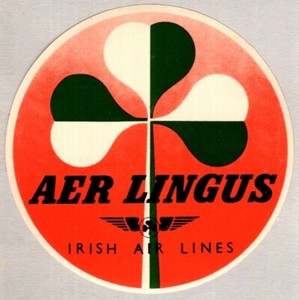 Líneas aéreas irlandés ~ ~ Aerolínea Equipaje Etiqueta Aer Lingus década de  1950 | eBay