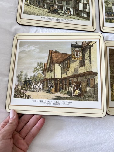 Pimpernel | 6 Old English Inns Cork Placemats Set Vintage | Small Tea Set - Picture 3 of 12