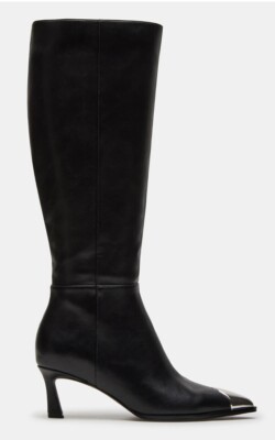 Steve Madden Luciana Black Boot Silver Toe 9 New