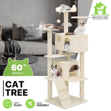 Cat Tree Play House Kitten Playing Condo House 60'' Sturdy Tipping Rope for Rest
