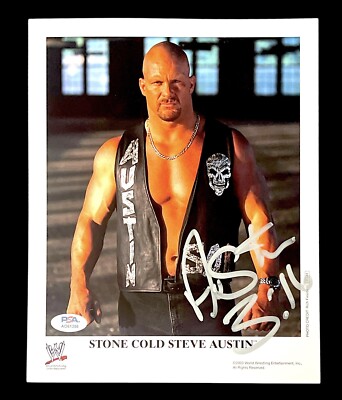 WWE STONE COLD P-644 SIGNED 8X10 ORIGINAL PROMO PHOTO 316 WITH PSA