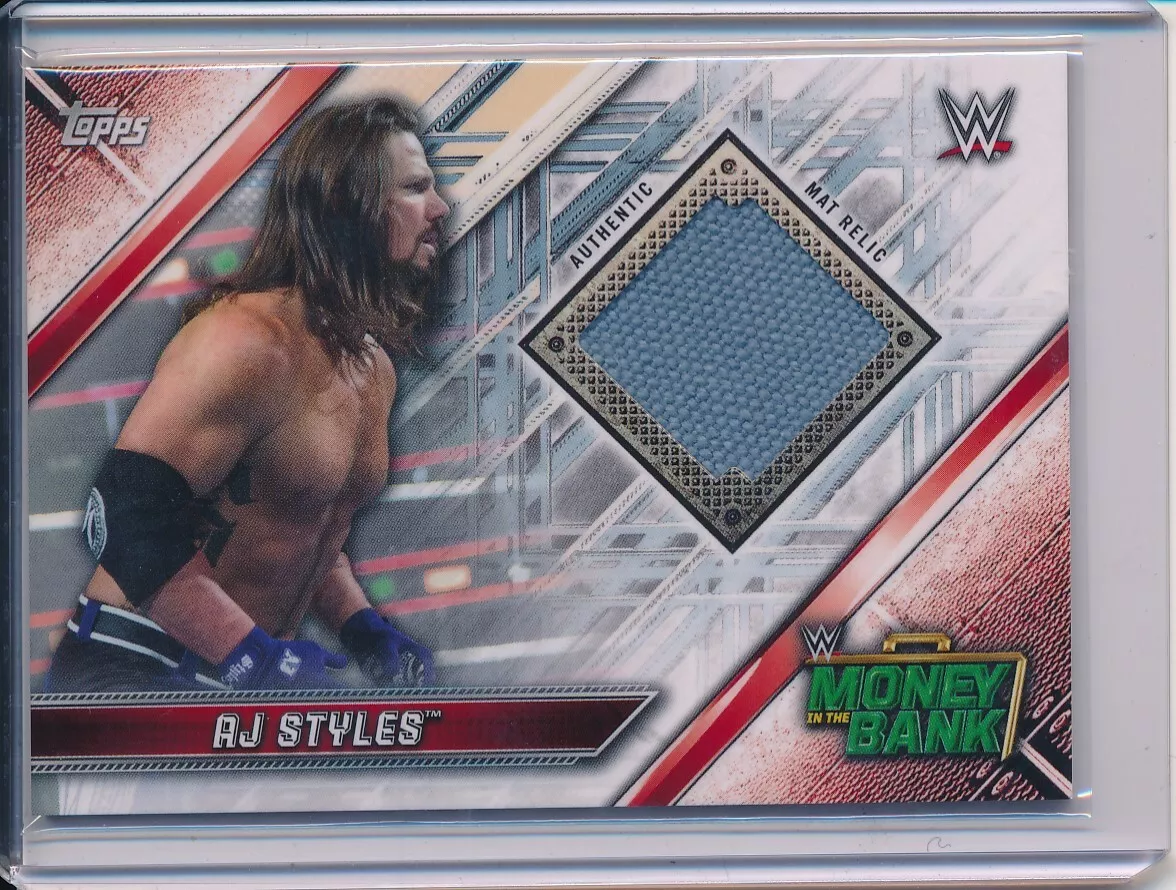 AJ STYLES 2019 TOPPS WWE MONEY IN THE BANK CANVAS MAT RELIC DMR