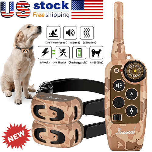 Dog Training Collar Rechargeable Remote Control Electric Pet Shock Waterproof US - Afbeelding 1 van 15