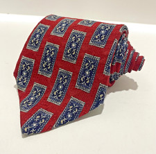 Olacchi Cravatte Milano 100% Silk Tie Red Gray Navy Geometric Made in USA