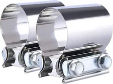 2PCS 4" Inch Stainless Steel Butt Joint Band Exhaust Clamp Sleeve Coupler T304