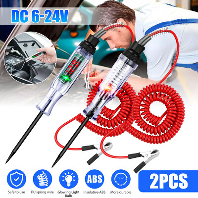 2X 6-24V Digital Electric Voltage Circuit Tester Automotive Test Light Car Truck