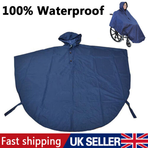 Wheelchair Waterproof Poncho Rain Cover With Hood Disability Aid Rain Mac Coat Q - Picture 8 of 11