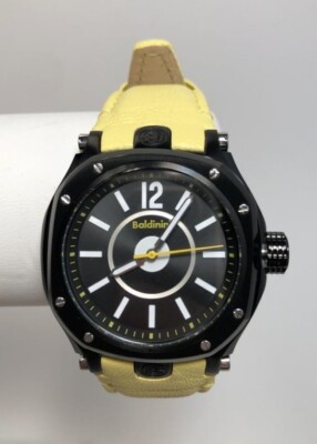 NEW Baldinini BD-45 Women's Yellow Leather Black 3 Hand Analog Classy Watch