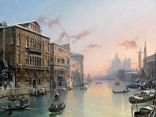 GRAND CANAL VENICE by F. Nerly boats Tile Mural Kitchen Backsplash Ceramic 10x8