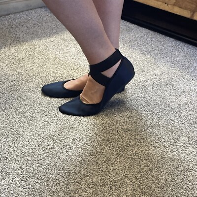 Mossimo Blue Faux Satin Ballet Flats Slip On Elastic Ankle Straps Size 10 