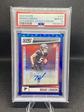 2022 Drake London Panini Score Blue Artist Proof Rookie Auto /35 PSA 10 POP2!