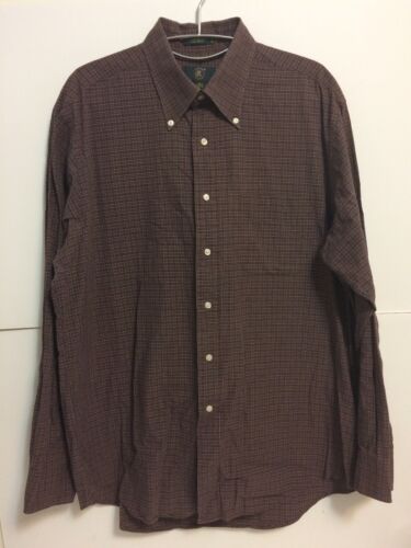 Club Room Mens Size 16 1/2 - 34/35 Button-Front Shirt Brown/White/Black Plaid - Picture 2 of 5