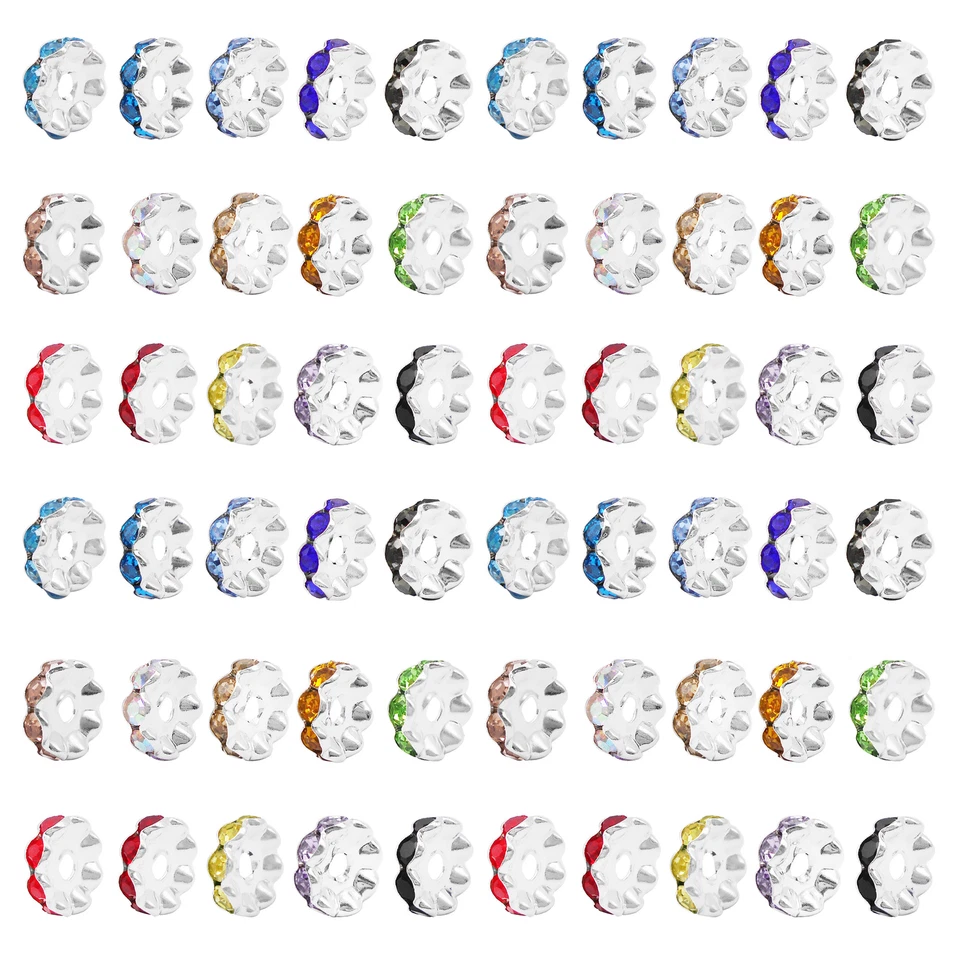 50 piezas cuentas de diamantes de imitación espaciadores redondos de plástico para pulseras joyería artesanía 10 mm Foto 3 de 4