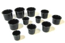 Full Set of 11 different sized BLACK Inkwell inserts Porcelain ink pot liners