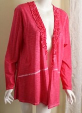 Nwt Focus Usa Sz Xl Pink Ruffled Garment Dyed Cotton Soft Open Art Jacket Luxury