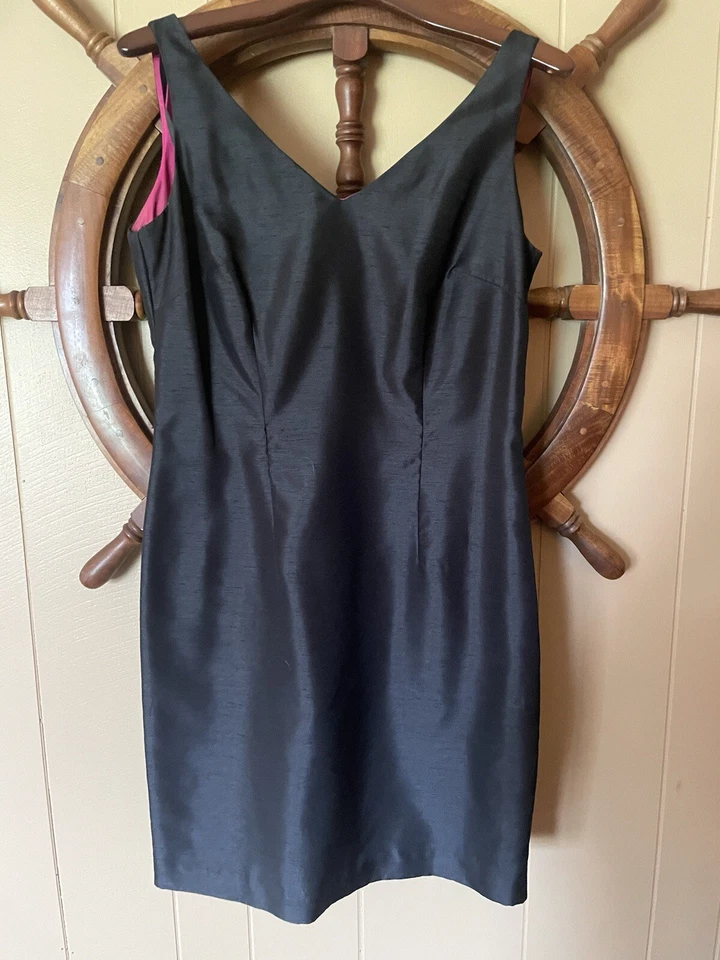 DONNA RICCO Dress and jacket Shantung Sheath  Black  pink Lined Women's Size 6 - Image 4 of 4