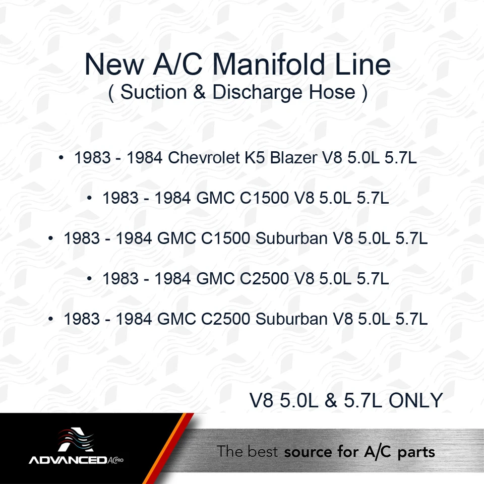 AC A/C Manifold Line fits: 1983 - 1984 Chevrolet GMC C/K 1500 2500 3500 5.0L 5.7 - Image 4 of 4